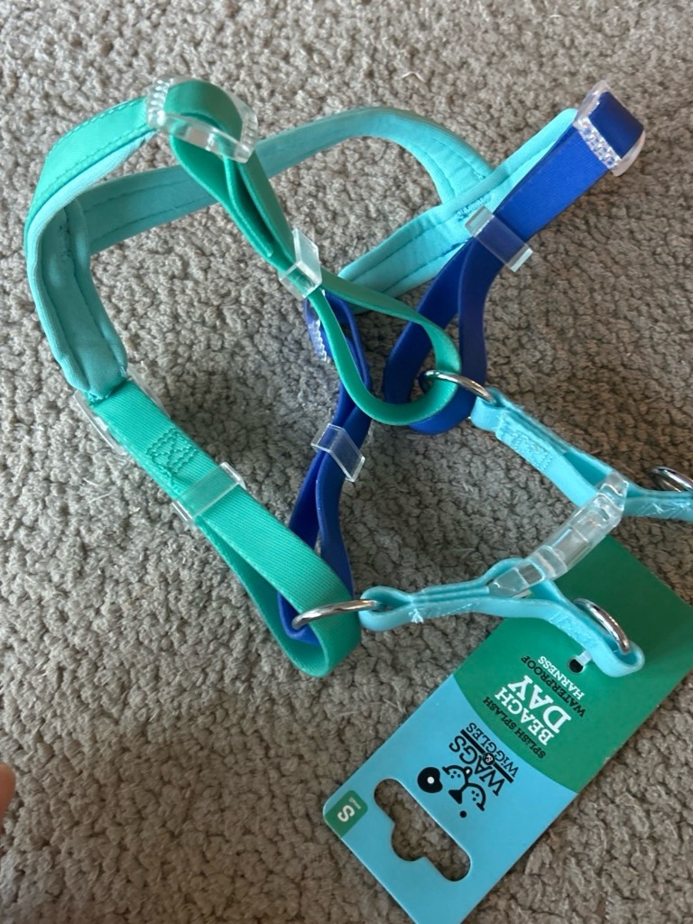 Adjustable Dog Harness in Teal & Blue - Small